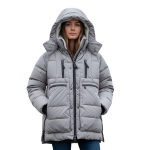 OLAY Gray and Orange Down Puffer Jacket coat Xs